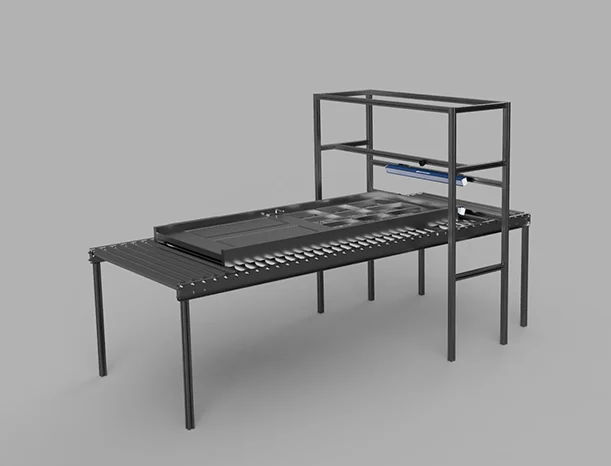3D rendering of conveyor inspection hardware without cover.