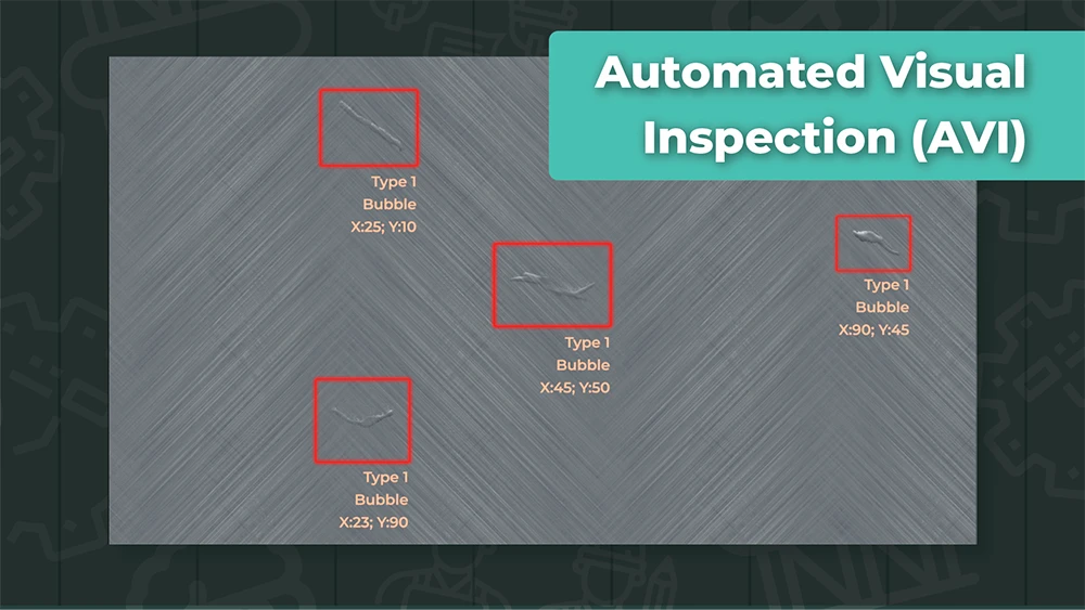 Blog cover showing a defect detection scan with highlighted bubbles and title "Automated Visual Inspection (AVI)".