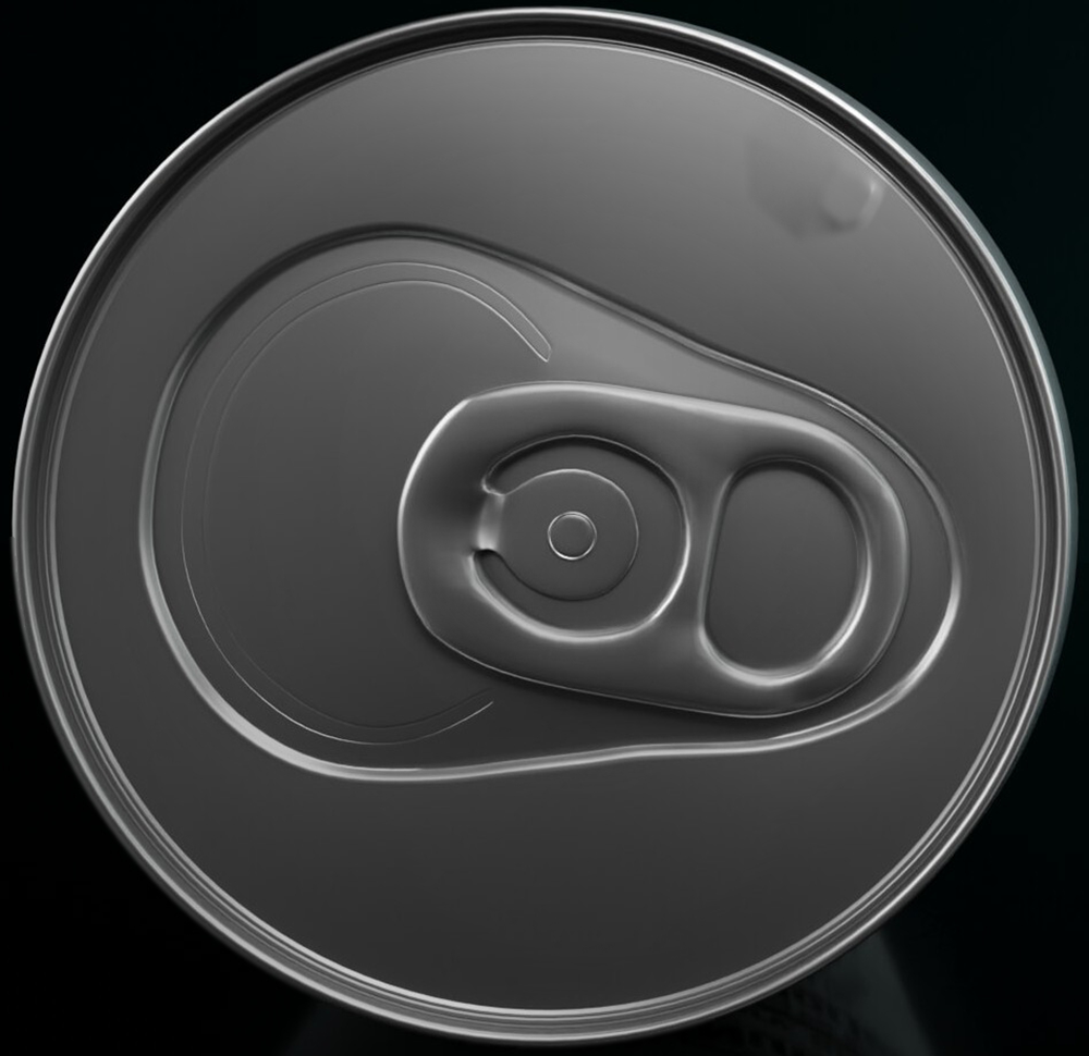 Top view of an aluminum beverage can lid used for AI inspection dataset.