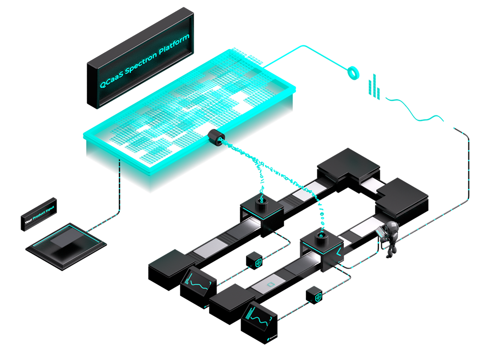 3D render of Zetamotion’s Spectron platform demonstrating automated quality control on a production line.
